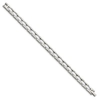 Chisel Stainless Steel Polished with White Ceramic 8 Inch Link Bracelet view 3