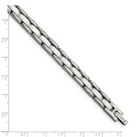 Chisel Stainless Steel Polished with White Ceramic 8 Inch Link Bracelet view 5