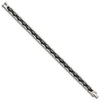 Chisel Stainless Steel Polished Bracelet with Black Ceramic Link - 8in view 3