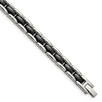 Chisel Stainless Steel Polished Bracelet with Black Ceramic Link - 8in view 1