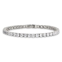 Chisel Stainless Steel Polished CZ Tennis Bracelet, 7.5" view 4