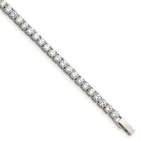 Chisel Stainless Steel Polished CZ Tennis Bracelet, 7.5" view 1