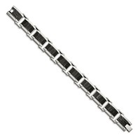 Chisel Stainless Steel Polished and Textured Black-plated Link Bracelet - 9in view 3