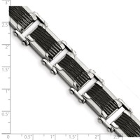 Chisel Stainless Steel Polished and Textured Black-plated Link Bracelet - 9in view 5