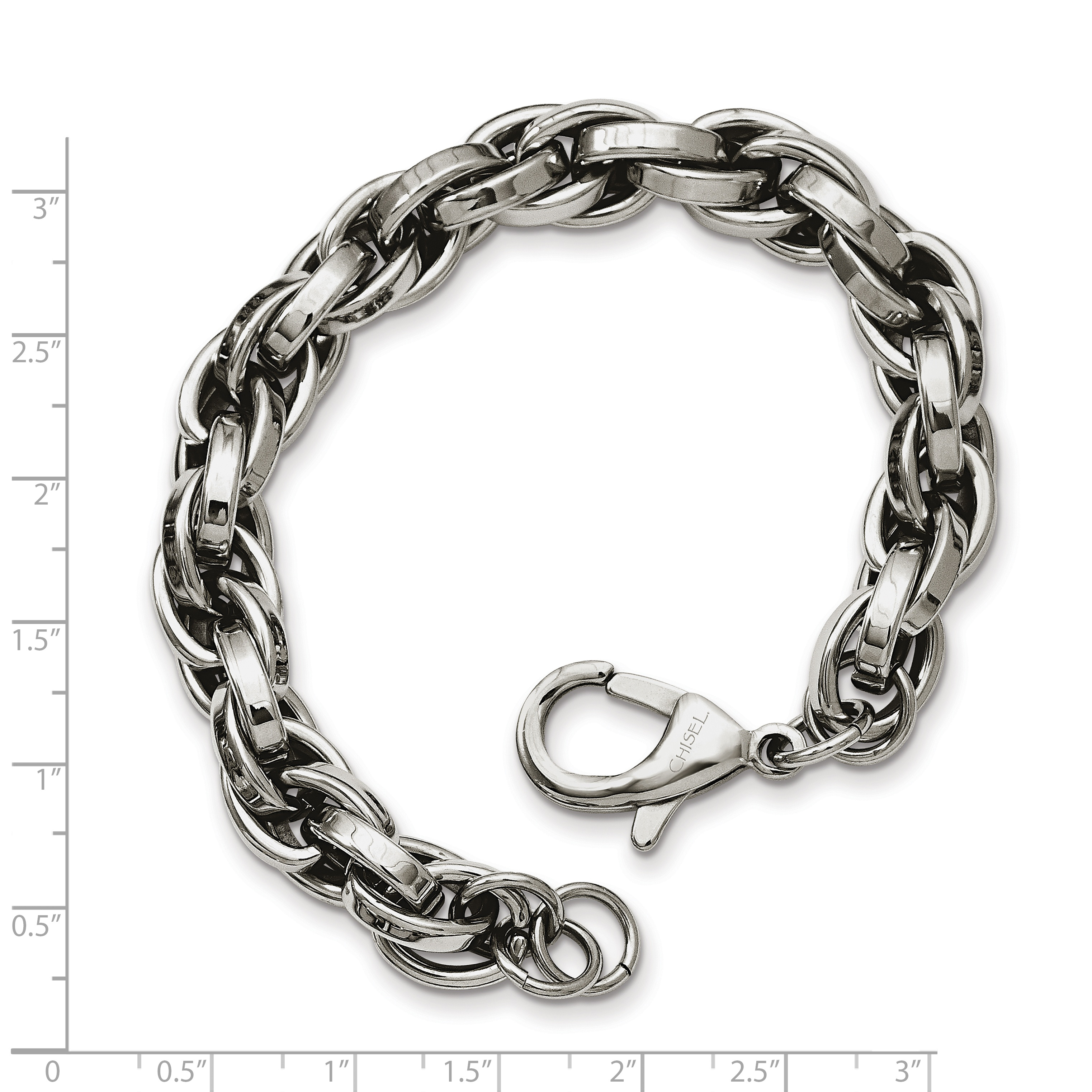 Chisel Stainless Steel Polished 8.5 inch Oval Link Bracelet SRB845 detailed image 5