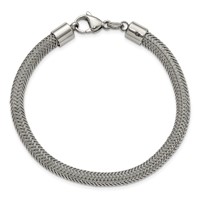 Chisel Stainless Steel Polished and Textured Wire Bracelet, 8" view 3
