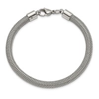 Chisel Stainless Steel Polished and Textured Wire Bracelet, 8" view 4