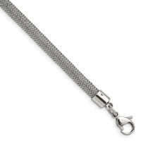 Chisel Stainless Steel Polished and Textured Wire Bracelet, 8" view 1