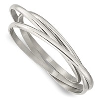 Chisel Stainless Steel Polished 3 Piece Set of Intertwined Bangles view 1