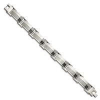 Chisel Stainless Steel Brushed and Polished Black IP-plated Bracelet with 0.50 Carat Black Diamond, 8.5" view 3
