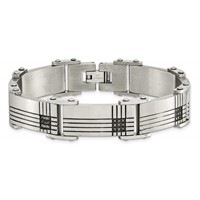 Chisel Stainless Steel Brushed and Polished Black IP-plated Bracelet with 0.50 Carat Black Diamond, 8.5" view 4