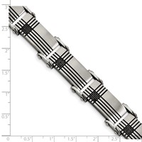 Chisel Stainless Steel Brushed and Polished Black IP-plated Bracelet with 0.50 Carat Black Diamond, 8.5" view 5