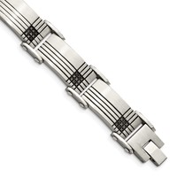 Chisel Stainless Steel Brushed and Polished Black IP-plated Bracelet with 0.50 Carat Black Diamond, 8.5" view 1