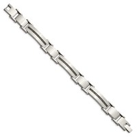 Chisel Stainless Steel Brushed and Polished Bracelet with 0.50 Carat Black Diamond, 8.5" view 3