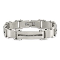 Chisel Stainless Steel Brushed and Polished Bracelet with 0.50 Carat Black Diamond, 8.5" view 4