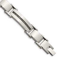 Chisel Stainless Steel Brushed and Polished Bracelet with 0.50 Carat Black Diamond, 8.5" view 1