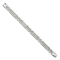 Chisel Stainless Steel Polished Bracelet with 0.25 Carat Diamond Fancy, 8.75" view 3