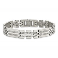 Chisel Stainless Steel Polished Bracelet with 0.25 Carat Diamond Fancy, 8.75" view 4