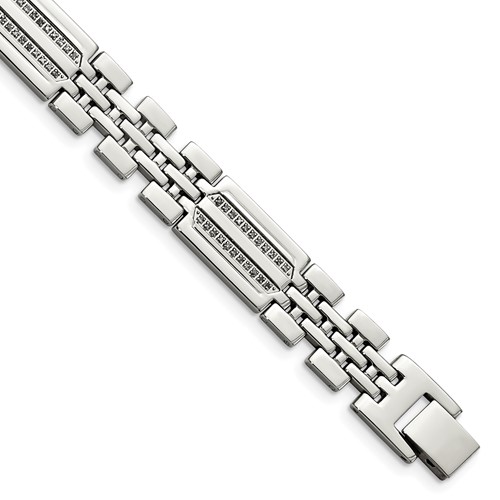 Chisel Stainless Steel Polished Bracelet with 0.25 Carat Diamond Fancy, 8.75"