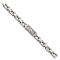 Chisel Stainless Steel Polished and Textured Dad Bracelet, 8.5" view 3