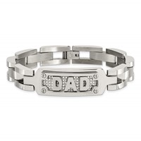 Chisel Stainless Steel Polished and Textured Dad Bracelet, 8.5" view 4