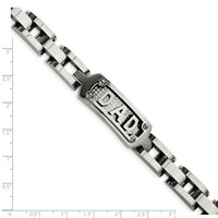 Chisel Stainless Steel Polished and Textured Dad Bracelet, 8.5" view 5