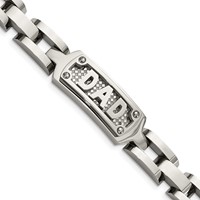 Chisel Stainless Steel Polished and Textured Dad Bracelet, 8.5" view 1