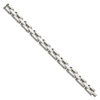 Chisel Stainless Steel Polished Bracelet with White Ceramic Link, 7.5" view 3