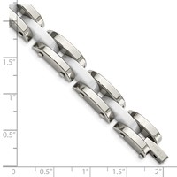 Chisel Stainless Steel Polished Bracelet with White Ceramic Link, 7.5" view 5