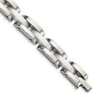 Chisel Stainless Steel Polished Bracelet with White Ceramic Link, 7.5" view 1
