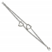 Chisel Stainless Steel Polished Cutout Hearts Multi-Strand Bracelet, 7" view 3