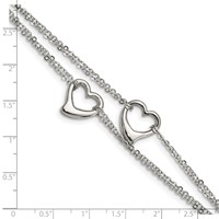Chisel Stainless Steel Polished Cutout Hearts Multi-Strand Bracelet, 7" view 4