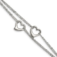 Chisel Stainless Steel Polished Cutout Hearts Multi-Strand Bracelet, 7" view 1