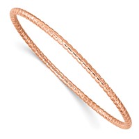 Chisel Stainless Steel Polished and Textured Rose IP-plated 3mm Bangle view 1