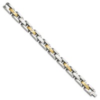 Chisel Stainless Steel Bracelet with 14K Gold Accent with 0.10 Carat Diamond Brushed and Polished, 8.25" view 3