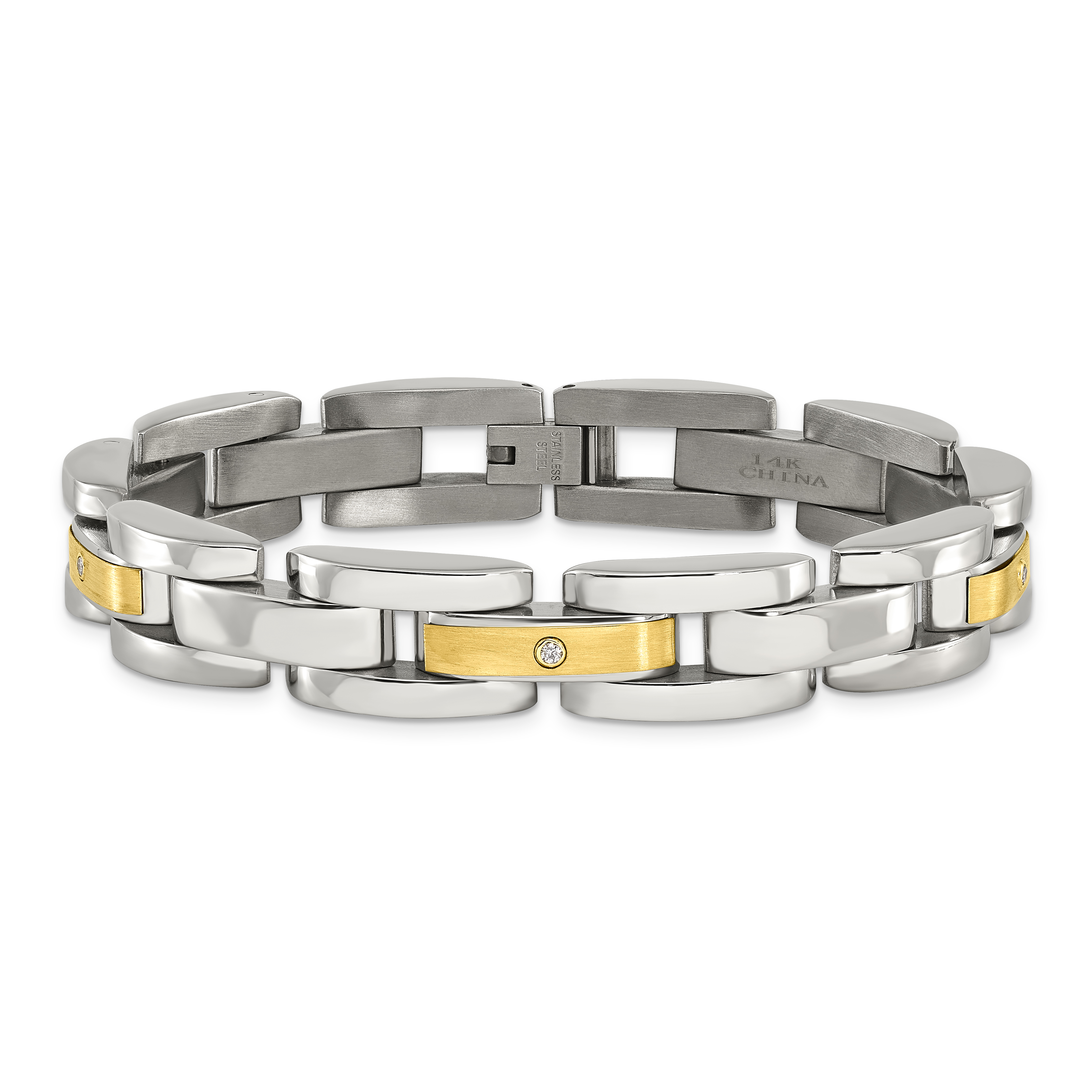 Men's Stainless Steel Bracelet with 18k popular gold accent