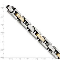 Chisel Stainless Steel Bracelet with 14K Gold Accent with 0.10 Carat Diamond Brushed and Polished, 8.25" view 5