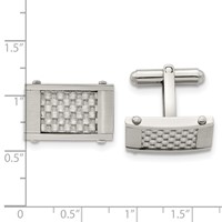 Chisel Stainless Steel Brushed and Polished Grey Carbon Fiber Inlay Cufflinks view 3