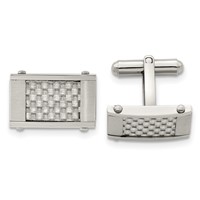 Chisel Stainless Steel Brushed and Polished Grey Carbon Fiber Inlay Cufflinks view 1