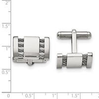 Chisel Stainless Steel Brushed and Polished with Cable Cufflinks view 3