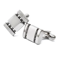 Chisel Stainless Steel Brushed and Polished with Cable Cufflinks view 4