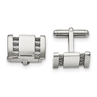 Chisel Stainless Steel Brushed and Polished with Cable Cufflinks view 1