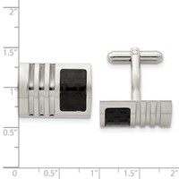 Chisel Stainless Steel Brushed Black Carbon Fiber Inlay Cufflinks view 3