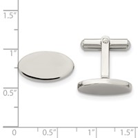 Chisel Stainless Steel Polished Oval Cufflinks view 3