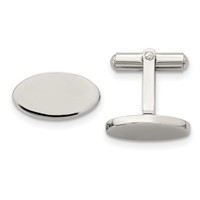 Chisel Stainless Steel Polished Oval Cufflinks view 1