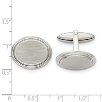 Chisel Stainless Steel Brushed and Polished Oval Cufflinks view 3