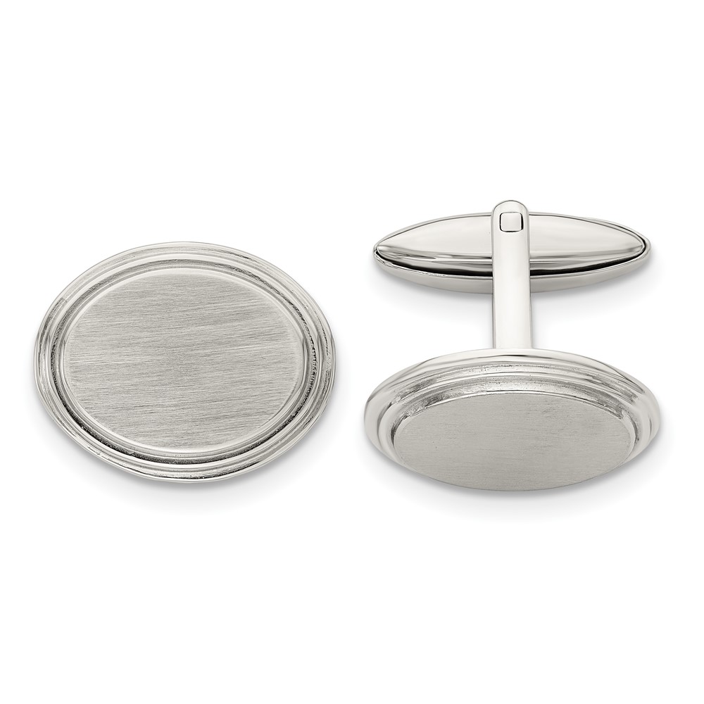 Chisel Stainless Steel Brushed and Polished Oval Cufflinks