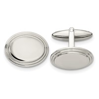 Chisel Stainless Steel Polished Oval Cufflinks view 1