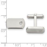 Chisel Stainless Steel Polished.03 Carat Diamond Cufflinks view 3