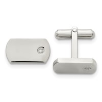 Chisel Stainless Steel Polished.03 Carat Diamond Cufflinks view 1